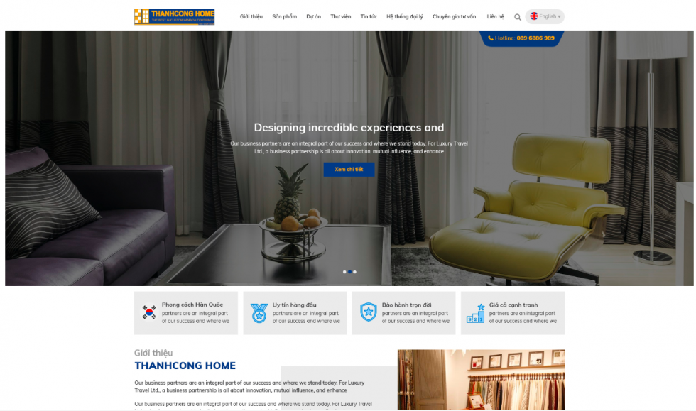 Mẫu web thiết kế nội thất online