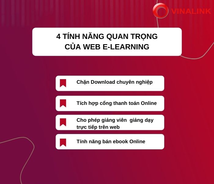 Web Elearning có 4 tính năng quan trọng
