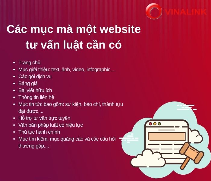 Các mục mà một website tư vấn luật cần có