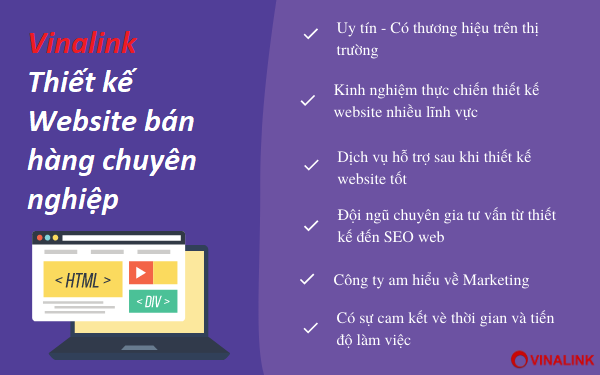 Vinalink thiết kế Website bán hàng chuyên nghiệp